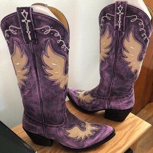 Ladies Vintage Purple Eagle Cowgirl Boots